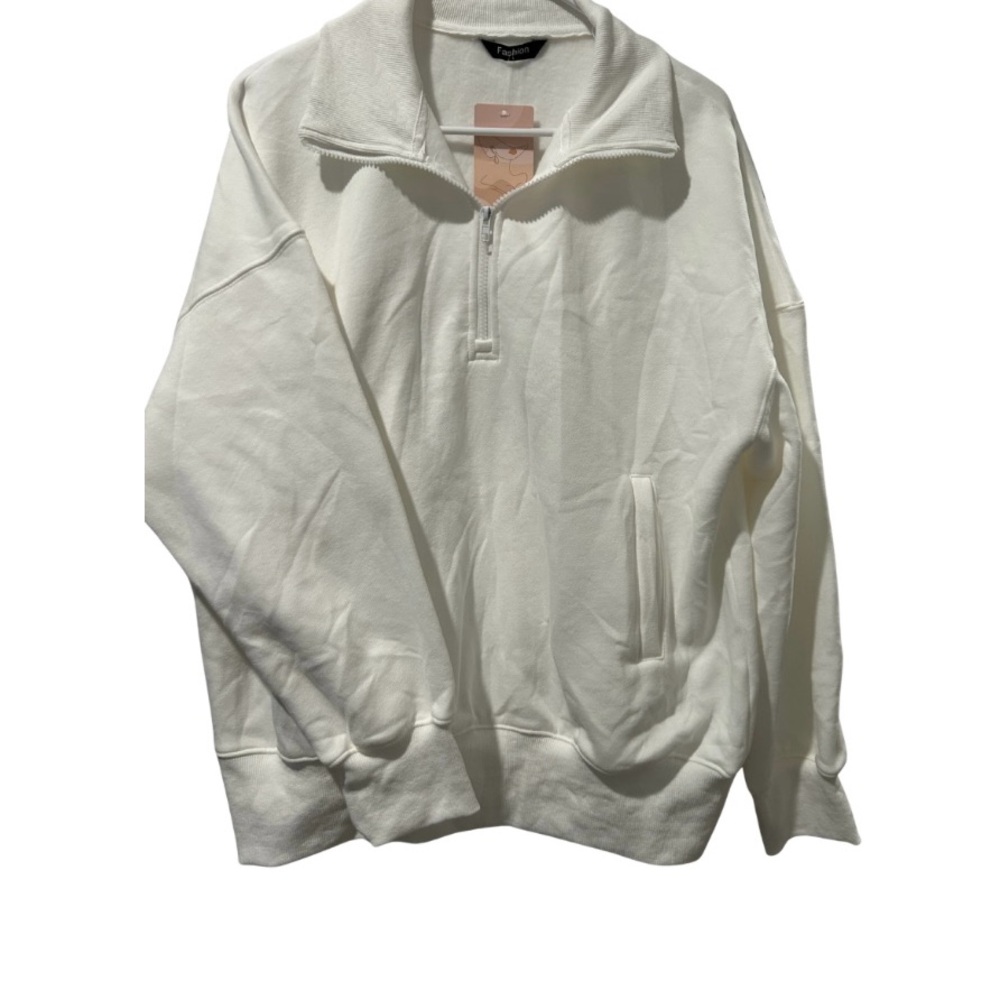 Amazon White Half-Zip Sweatshirt